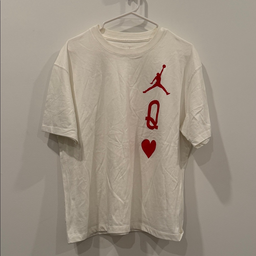 Jordan Cream Tee with Red and Gray Logo